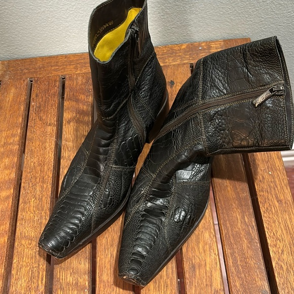 Sebastiano Migliore Italian Leather Reptile-Embossed Ankle Boots | Size 6 - Picture 1 of 5